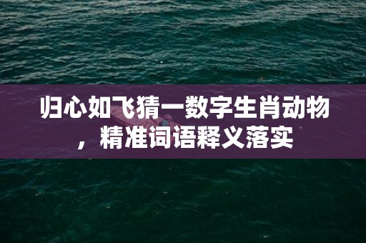 归心如飞猜一数字生肖动物，精准词语释义落实插图