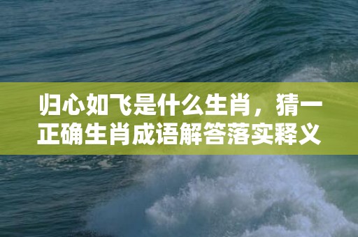 归心如飞是什么生肖，猜一正确生肖成语解答落实释义