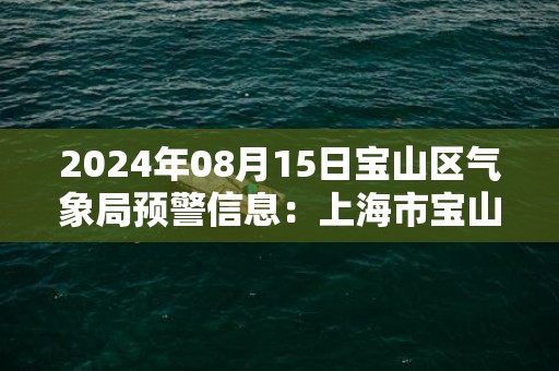 2024年08月15日宝山区气象局预警信息：上海市宝山区发布雷电黄色预警