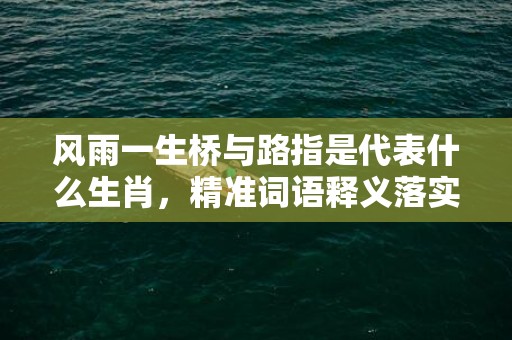 风雨一生桥与路指是代表什么生肖，精准词语释义落实