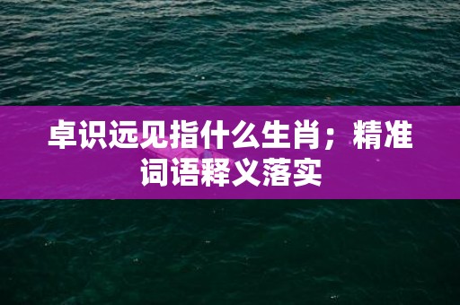 卓识远见指什么生肖；精准词语释义落实