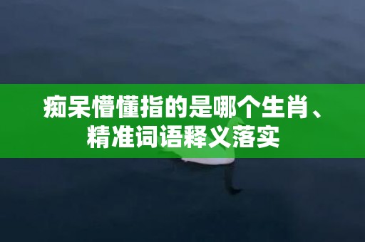 痴呆懵懂指的是哪个生肖、精准词语释义落实