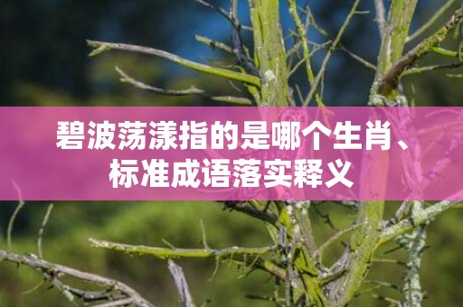 碧波荡漾指的是哪个生肖、标准成语落实释义