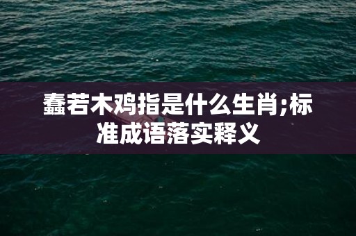 蠢若木鸡指是什么生肖;标准成语落实释义