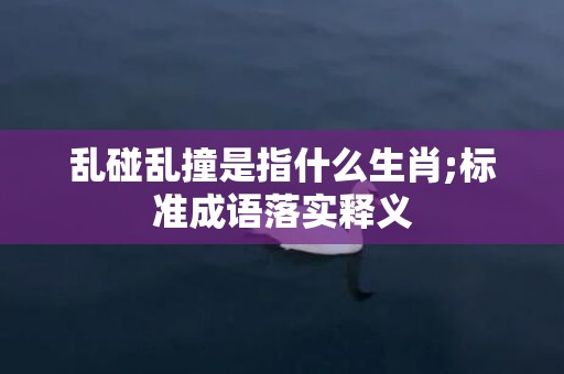 乱碰乱撞是指什么生肖;标准成语落实释义