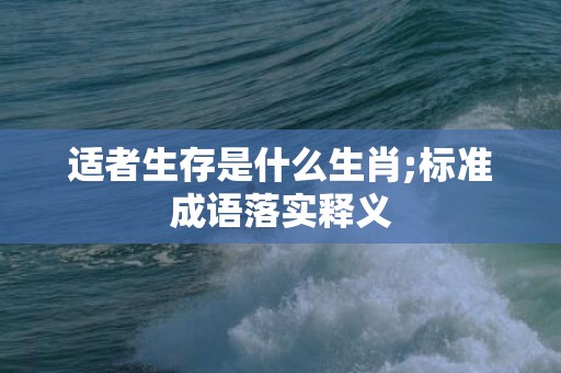 适者生存是什么生肖;标准成语落实释义