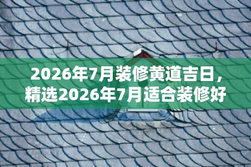 2026年7月装修黄道吉日，精选2026年7月适合装修好日子