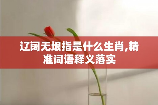 辽阔无垠指是什么生肖,精准词语释义落实