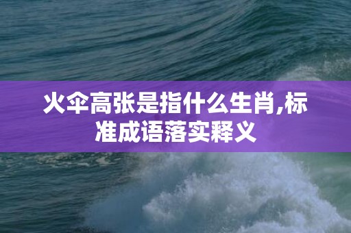 火伞高张是指什么生肖,标准成语落实释义