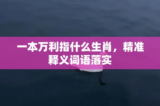 一本万利指什么生肖，精准释义词语落实