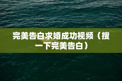 完美告白求婚成功视频（搜一下完美告白）