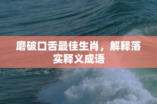 磨破口舌最佳生肖，解释落实释义成语插图