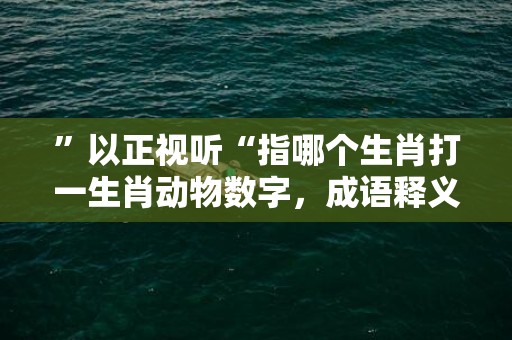 ”以正视听“指哪个生肖打一生肖动物数字，成语释义解释落实