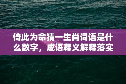 倚此为命猜一生肖词语是什么数字，成语释义解释落实