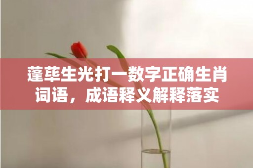 蓬荜生光打一数字正确生肖词语，成语释义解释落实