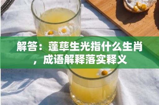 解答：蓬荜生光指什么生肖，成语解释落实释义