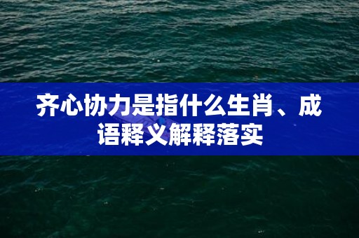 齐心协力是指什么生肖、成语释义解释落实