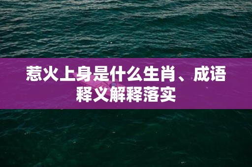 惹火上身是什么生肖、成语释义解释落实插图