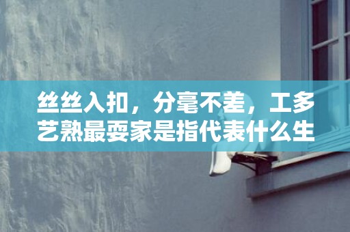 丝丝入扣，分毫不差，工多艺熟最耍家是指代表什么生肖、成语释义解释落实插图