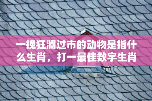 一挽狂澜过市的动物是指什么生肖，打一最佳数字生肖·成语释义解释落实