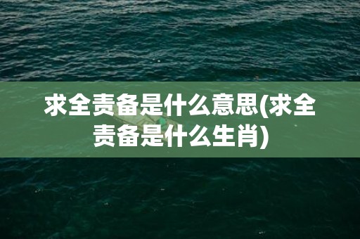 求全责备是什么意思(求全责备是什么生肖)