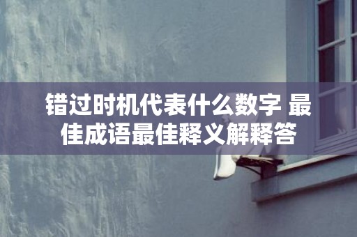 错过时机代表什么数字 最佳成语最佳释义解释答