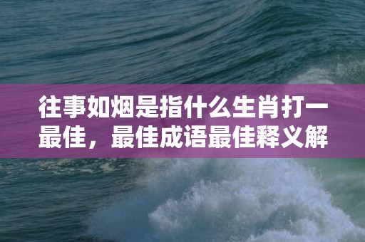 往事如烟是指什么生肖打一最佳，最佳成语最佳释义解释答