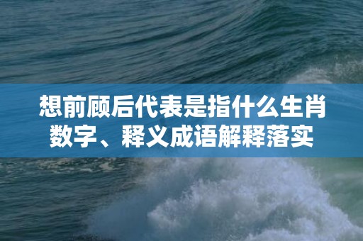 想前顾后代表是指什么生肖数字、释义成语解释落实插图