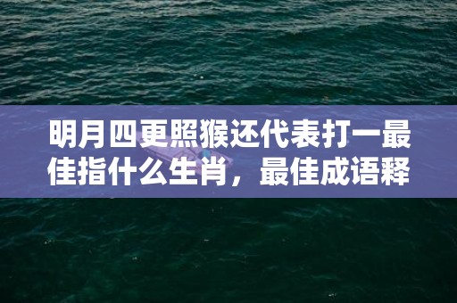 明月四更照猴还代表打一最佳指什么生肖，最佳成语释义解释落实插图