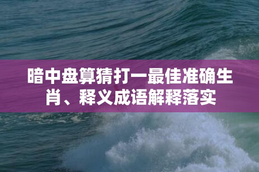 暗中盘算猜打一最佳准确生肖、释义成语解释落实插图