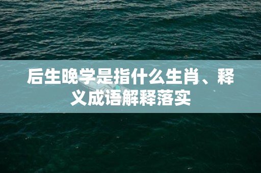 后生晚学是指什么生肖、释义成语解释落实插图