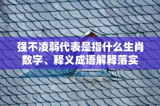 强不凌弱代表是指什么生肖数字、释义成语解释落实插图