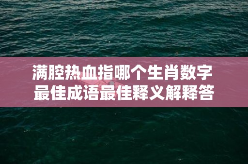 满腔热血指哪个生肖数字 最佳成语最佳释义解释答