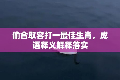 偷合取容打一最佳生肖，成语释义解释落实插图