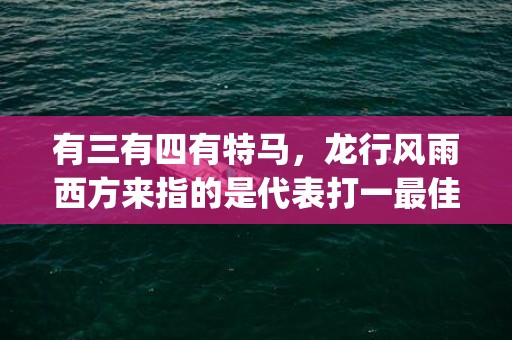 有三有四有特马，龙行风雨西方来指的是代表打一最佳什么生肖"释义成语解释落实"插图