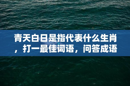 青天白日是指代表什么生肖，打一最佳词语，问答成语释义解释插图