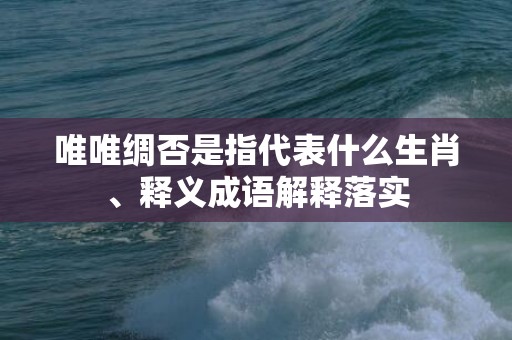 唯唯绸否是指代表什么生肖、释义成语解释落实插图