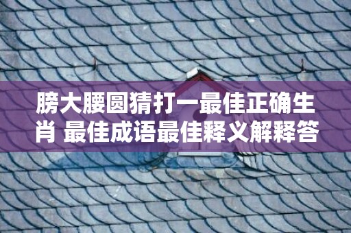 膀大腰圆猜打一最佳正确生肖 最佳成语最佳释义解释答