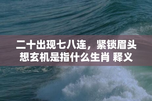 二十出现七八连，紧锁眉头想玄机是指什么生肖 释义成语解释落实