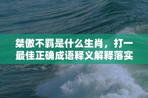 桀傲不羁是什么生肖，打一最佳正确成语释义解释落实