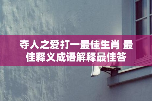 夺人之爱打一最佳生肖 最佳释义成语解释最佳答