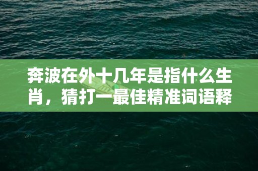 奔波在外十几年是指什么生肖，猜打一最佳精准词语释义落实