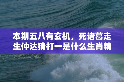 本期五八有玄机，死诸葛走生仲达猜打一是什么生肖精准词语释义落实