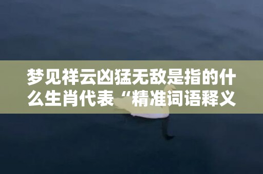 梦见祥云凶猛无敌是指的什么生肖代表“精准词语释义落实”