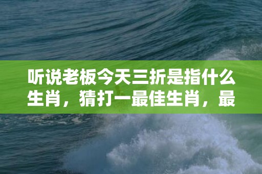 听说老板今天三折是指什么生肖，猜打一最佳生肖，最佳释义成语解释最佳答