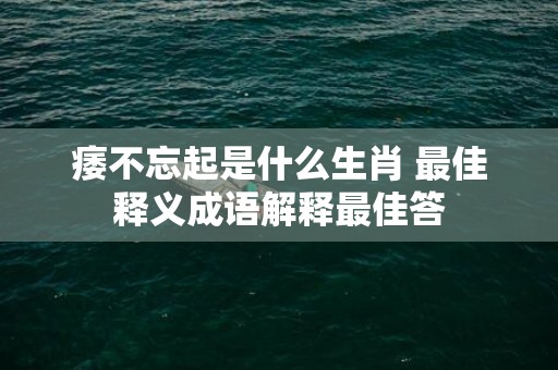 痿不忘起是什么生肖 最佳释义成语解释最佳答