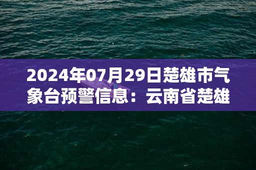 2024年07月29日楚雄市气象台预警信息：云南省楚雄彝族自治州发布雷电黄色预警