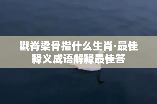 戳脊梁骨指什么生肖·最佳释义成语解释最佳答