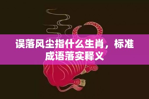 误落风尘指什么生肖，标准成语落实释义