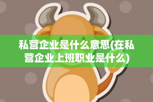 私营企业是什么意思(在私营企业上班职业是什么)